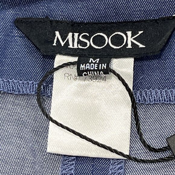 Misook NEW Zip Fly Wide Leg Pants Womens Medium x33" Blue Cotton Pockets Pleated - Picture 10 of 14